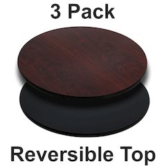 3 Pk. 24'' Round Table Top with Black or Mahogany Reversible Laminate Top