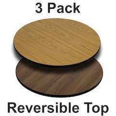 3 Pk. 24'' Round Table Top with Natural or Walnut Reversible Laminate Top