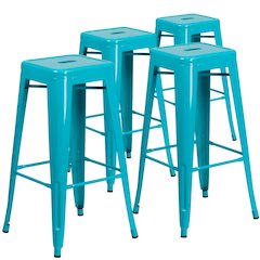 4 Pk. 30'' High Backless Crystal Blue Indoor-Outdoor Barstool