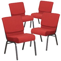 4 Pk. 21'' Extra Wide Crimson Fabric Stacking Church Chair - Silver Vein Frame