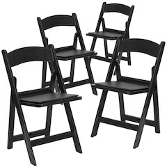 4 Pk. 1000 lb. Capacity Black Resin Folding Chair with Black Vinyl Padded Seat