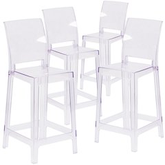 4 Pk. Ghost Counter Stool in Transparent Crystal with Square Back