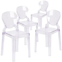 4 Pk. Ghost Chair in Transparent Crystal with Tear Back