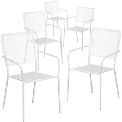 5 Pk. Gold Indoor-Outdoor Steel Patio Arm Chair with Square Back