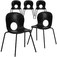 5 Pk. 770 lb. Capacity Designer Black Plastic Stack Chair with Black Frame