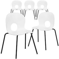 5 Pk. 770 lb. Capacity Designer White Plastic Stack Chair with Black Frame
