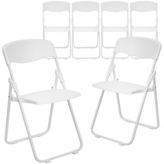 6 Pk. 880 lb. Capacity White Plastic Folding Chair with Ganging Brackets