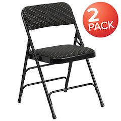 2 Pack Triple Braced & Double Hinged Black Patterned Fabric Metal Folding Chair