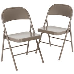 Double Braced Gray Metal Folding Chair