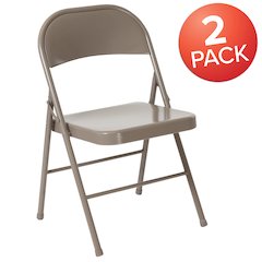 2 Pack HERCULES Series Double Braced Gray Metal Folding Chair