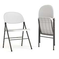 2 Pack HERCULES Series 330 lb. Capacity Granite White Plastic Folding Chair with Charcoal Frame