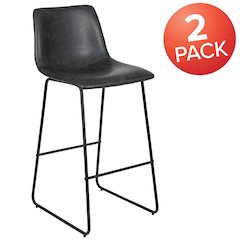 30 Inch LeatherSoft Bar Height Barstools in Dark Gray, Set of 2