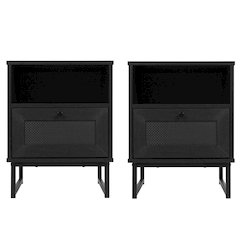 Set of 2 Mid-Century Modern Nightstands or End Tables, Black