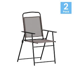 Set of 2 Contemporary Sling Style Patio Chairs with Armrests