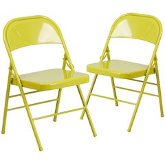 Twisted Citron Triple Braced & Double Hinged Metal Folding Chair