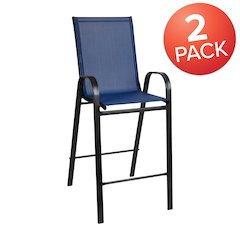 Set of 2 Sling Patio Stools for Commercial and Residential Use
