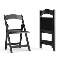 Folding Chair - Black Resin - 2 Pack 800LB Weight Capacity