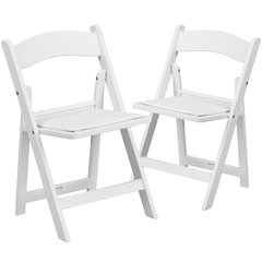 Kids White Resin Folding Chair with White Vinyl Padded Seat