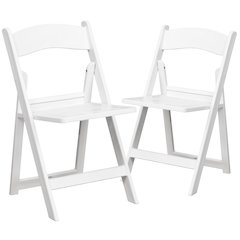 1000 lb. Capacity White Resin Folding Chair with Slatted Seat
