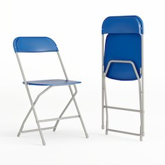 Folding Chair -  - Blue Plastic - 650LB Weight Capacity