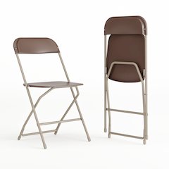 Plastic Folding Chair Brown - 2 Pack 650LB Weight Capacity