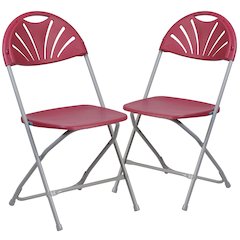 650 lb. Capacity Burgundy Plastic Fan Back Folding Chair