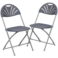 650 lb. Capacity Charcoal Plastic Fan Back Folding Chair