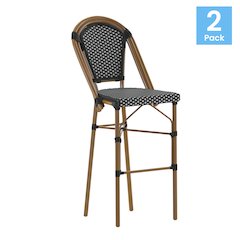 Bistro 30" High Barstools, Black/White/Bamboo Finish, Black/White