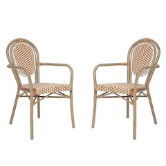 Set of 2 Classic Bistro Chairs, Natural & White/Light Natural Frame
