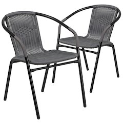 2 Pack Gray Rattan Indoor-Outdoor Restaurant Stack Chair