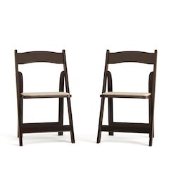 2 Pack Fruitwood Wood Folding Chair with Vinyl Padded Seat