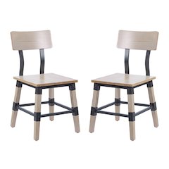 Jackson 2 Pack Rustic Antique White Industrial Wood Dining Chair