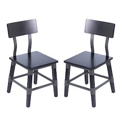 Jackson 2 Pack Commercial Grade Rustic Black Industrial Wood Dining Chair
