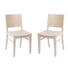 2 Pack Naples Solid Wood Dining Chairs, Curved Backrests, Antique White Finish