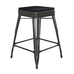 Modern Industrial Metal Counter Stool with Poly Resin Seat, Set of 4