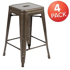 Modern Industrial Metal Stool in Gun Metal Gray
