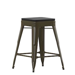 Modern Industrial Metal Counter Stool with Poly Resin Seat, Set of 4