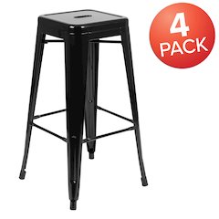 Modern Industrial Metal Stool in Black