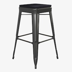 Modern Industrial Metal Bar Stool with Poly Resin Seat, Set of 4