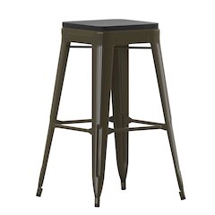 Modern Industrial Metal Bar Stool with Poly Resin Seat, Set of 4