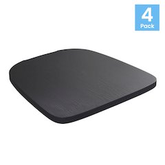 Perry Set of 4 Poly Resin Wood Seat with Rounded Edges for Colorful Metal Chairs and Stools in Black