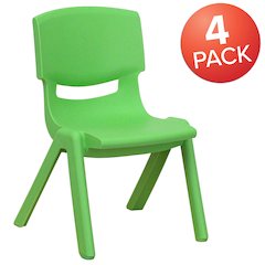 4 Pack Green Plastic Stackable School Chair with 10.5'' Seat Height
