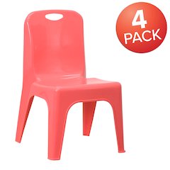 4 Pack Red Plastic Stackable School Chair with Carrying Handle