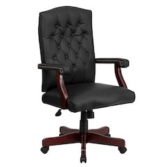 Black LeatherSoft Executive Swivel Office Chair with Arms
