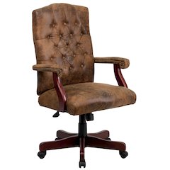 Bomber Brown Classic Executive Swivel Office Chair with Arms