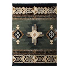 5' x 7' Sage Traditional Southwestern Area Rug - Olefin Fibers with Jute Backing