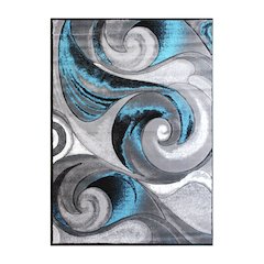 8' x 10' Olefin Turquoise Ocean Waves Pattern Area Rug