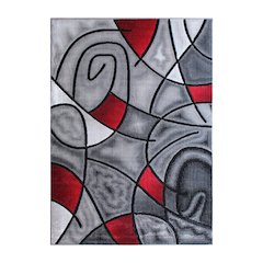 8' x 10' Red Abstract Area Rug - Olefin Rug - Living Room, Bedroom,, Family Room