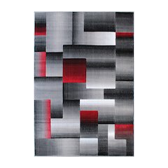 5' x 7' Red Color Blocked Area Rug - Olefin Rug