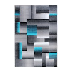 5' x 7' Turquoise Color Blocked Area Rug - Olefin Rug